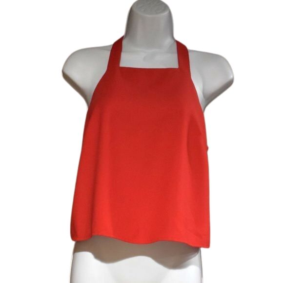 Parker Red Cropped Tank Top XS Square Neck Sleeveless Zip Date Night - Picture 1 of 15